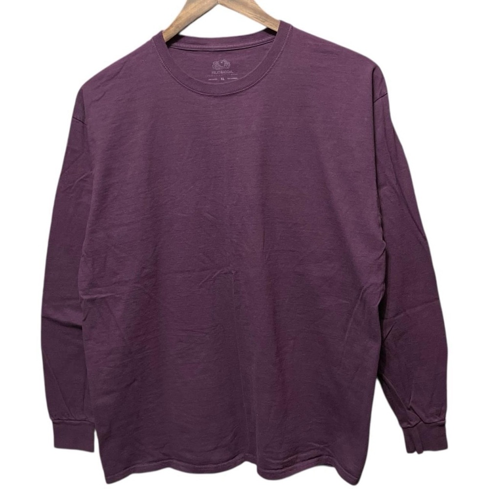Plain blank Burgundy dark red purple fruit of the loom long sleeve casual Shirt
